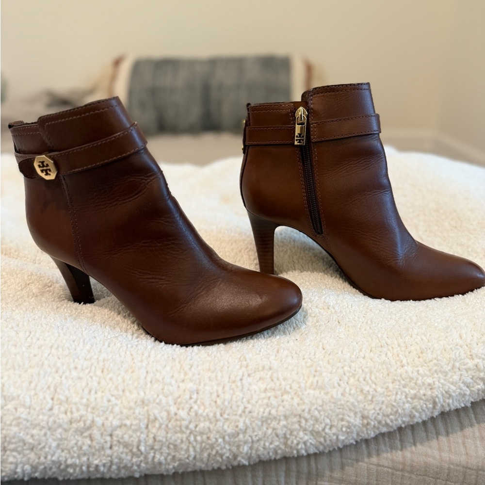 Tory Burch Brown Leather Ankle Boots - Picture 2 of 6